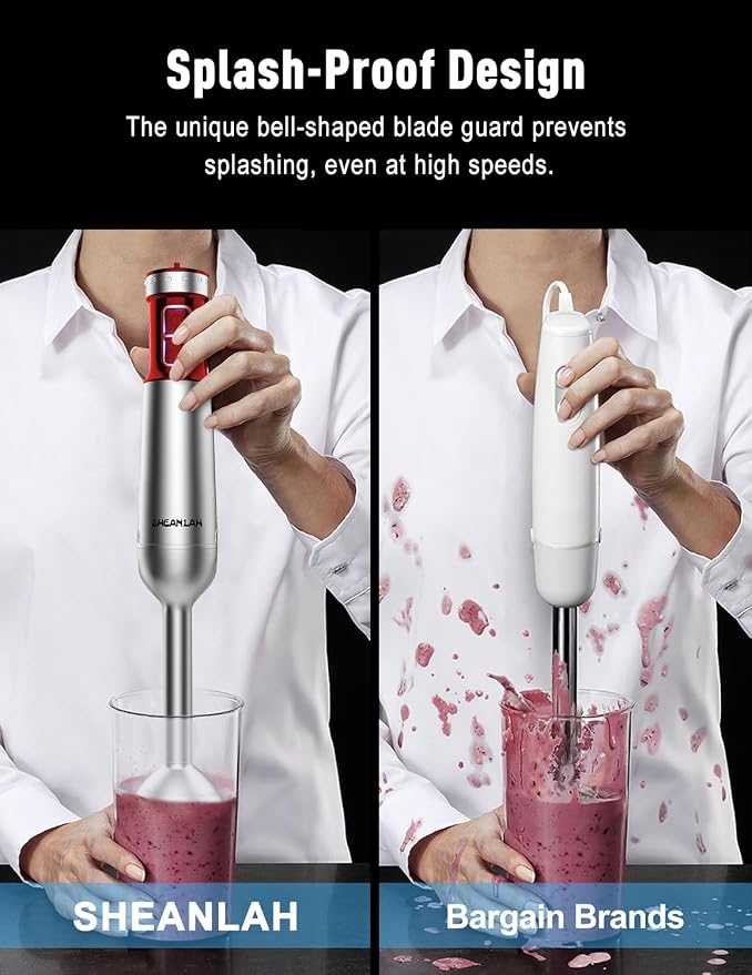 Powerful Immersion Blender handheld, 2026 New Update Hand Blender, Scratch-Resistant Corded Hand Mixer with Heavy-Duty Copper Brushless Motor and Gift Box Red