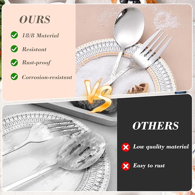 10PCS 18/8 Stainless Steel Serving Utensils Set