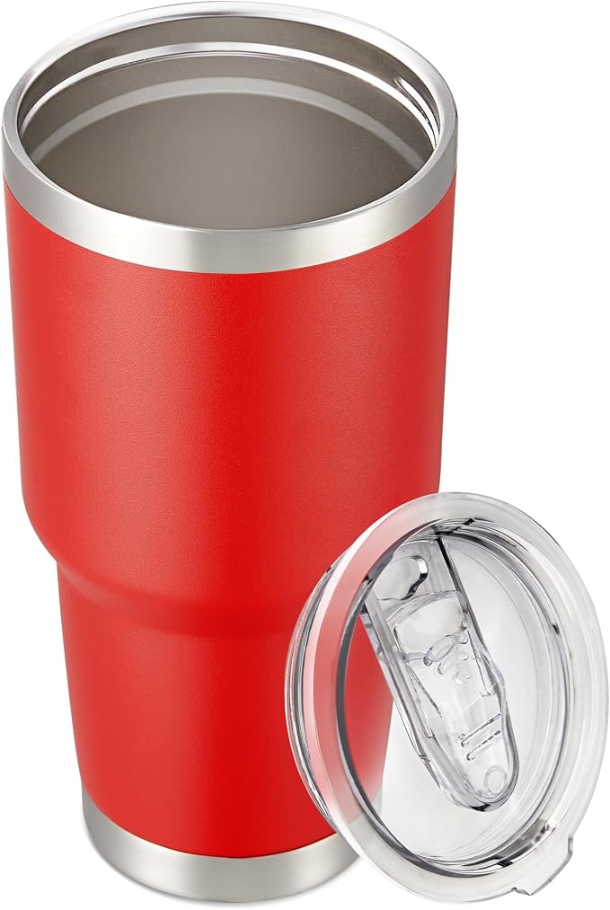 30 oz Tumbler with Lid Stainless Steel Tumblers, 1 Pack | Vacuum Insulated Cup, Leak Proof Lid, Powder Coated Travel Mug, Double Wall, Keep Cold Drinks for 12 Hours, Wine Red