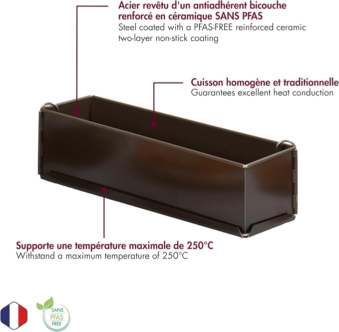 Gobel Loaf Pan/Pate Mold – Non-Stick – Removable Bottom – Professional Terrine Pan – 19 5/8" x 3 1/8"