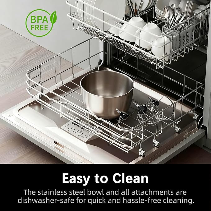 Stand Mixer, Compact & Space-Saving, Stainless Steel Bowl, Unique & Playful Design, Effcient 300W Motor, Dishwasher-Safe Attachments, SM-2549A (Black)