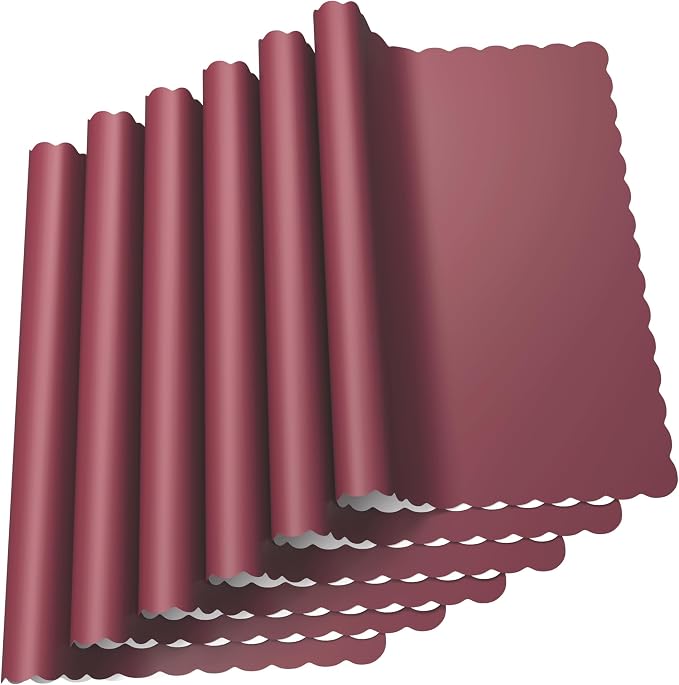 Paper Placemats - Disposable - Scalloped Edge (100, Burgundy)