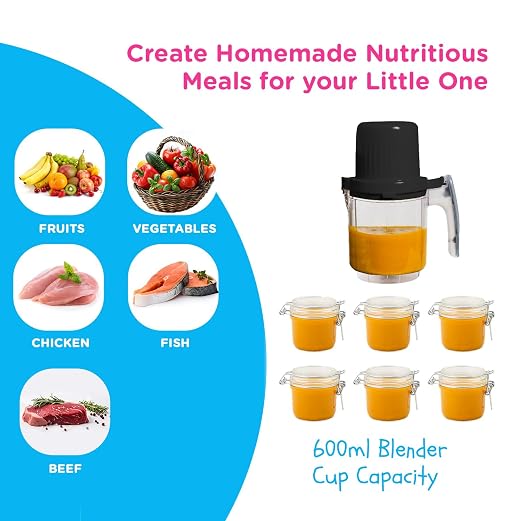 EVLA'S Double Baby Food Maker with 2 Steaming Baskets, Steamer, Blender, Grinder, Food Processor, Cook & Blends Healthy Baby Food in Minutes, Touch Screen, with 6 food pouches, Dark Grey | Blend, Grind, Steam, and Cook Homemade Baby Food, Double Cup Ma...