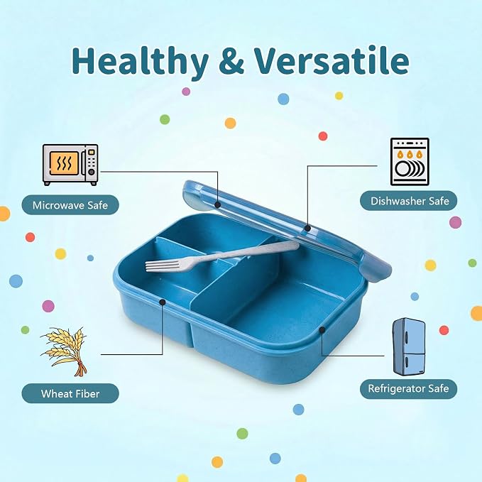 MISS BIG® Bento Lunch Box for Kids, 1150ml, 3 Compartments, Nile Blue | Nile blue kids bento box for school lunch, daycare food, snack portions, picnic, and travel meals.