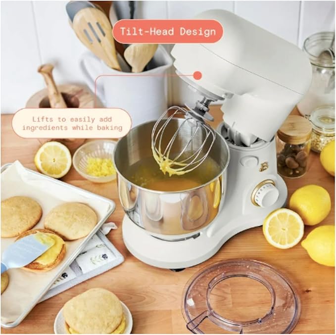 3.5 Qt Stand Mixer, with Flat Beater, Dough Hook, Whisk (White)