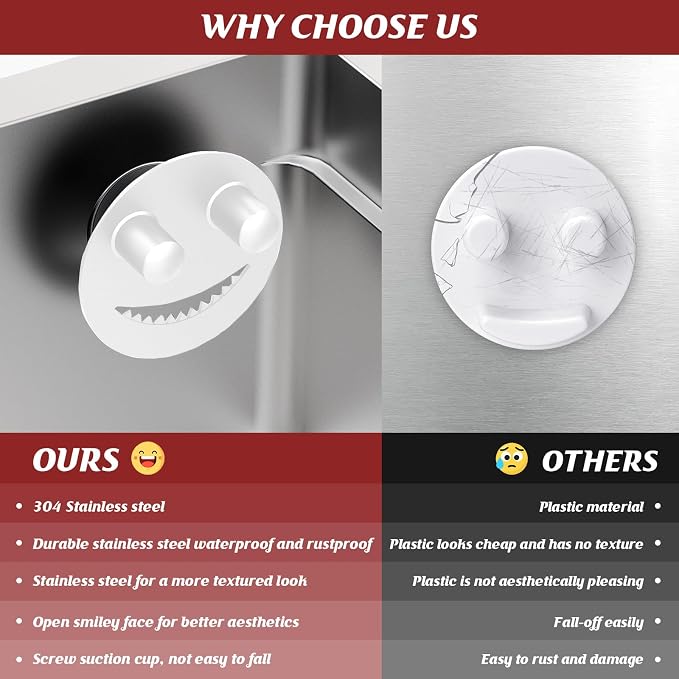 Kontoyo Sponge Holder for Kitchen Sink,Sink Caddy Organizer with Suction Cup Installation for Kitchen/Bathroom, Self Draining,Sponge Caddy for Holding Smiley Sponges-White