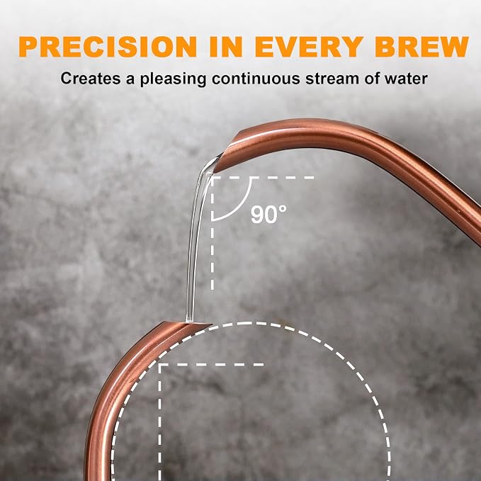 Nueve&Five Electric Gooseneck Kettle with Thermometer, 1.0L Pour Over Hot Water Kettle for Coffee and Tea, 1000W, Auto Shutoff, Boil-Dry Protection,Copper