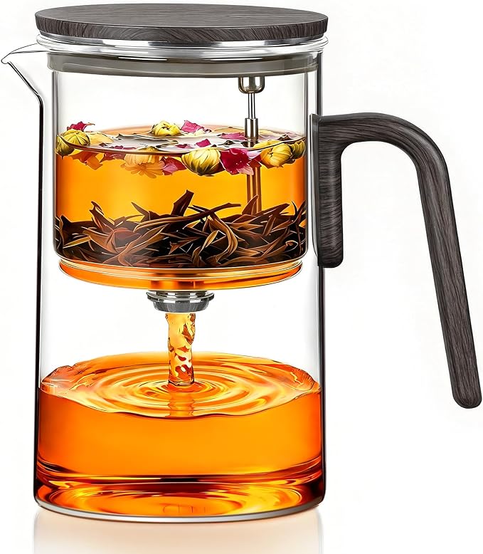 ZENS Magic Teapot with Infuser and Magnetic Lid for Loose Leaf Tea, 28oz | Magic Teapot with Infusers for Loose Tea Steeper, Echanted Tea Pot for Herbal Tea Lovers, Black Walnut Pattern