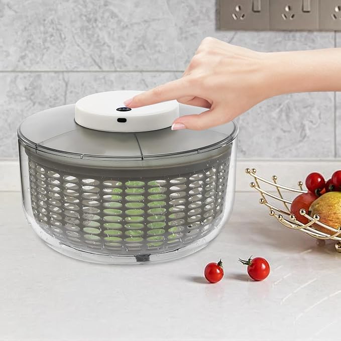 6.34 Qt Electric Salad Spinner, Vegetable Dryer with USB Charging & 10-Second Quick Spin for Lettuce, Greens, Kitchen, Salad Maker