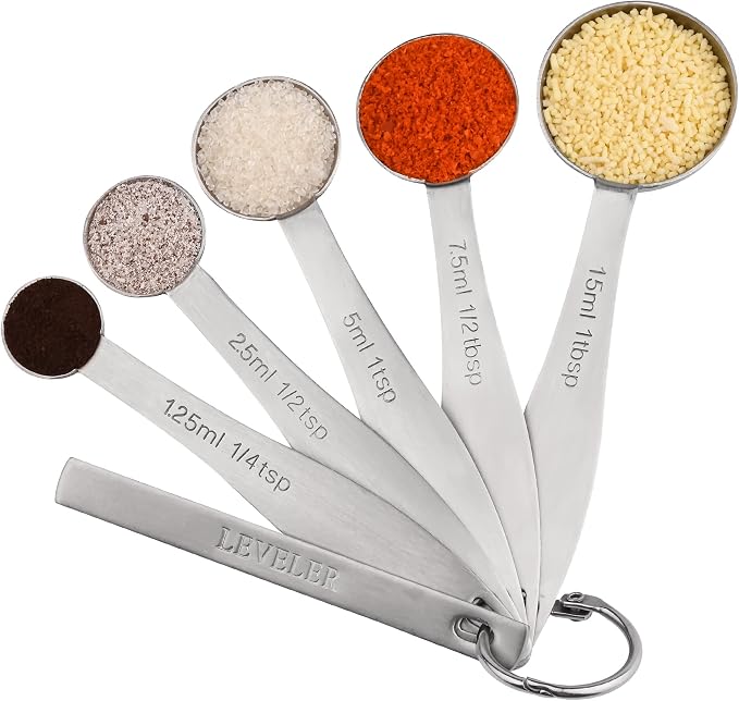 Measuring Cups and Spoons, 12 Piece Metric & US 18/8 Stainless Steel Measuring Cup and Spoon Set, Dry Metal Measuring Cups Spoons & Leveler & Measure Equivalents for Kitchen & Baking