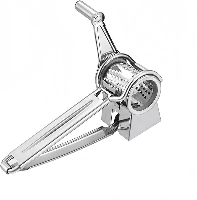 Manual Rotary Cheese Grater, 304 Stainless Steel Hand-Crank | Manual Cheese Grinder for Parmesan, Cheddar, Chocolate, Nuts & Vegetables