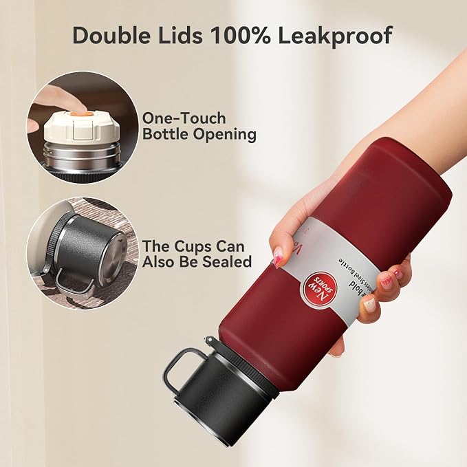 Stainless Steel Insulated Tea Infuser Bottle, Vacuum Insulated Water Bottle, Tea Tumbler with Separate Tea Compartment, 24-Hrs Insulation Commute Travel (Red,32oz/1000ml)