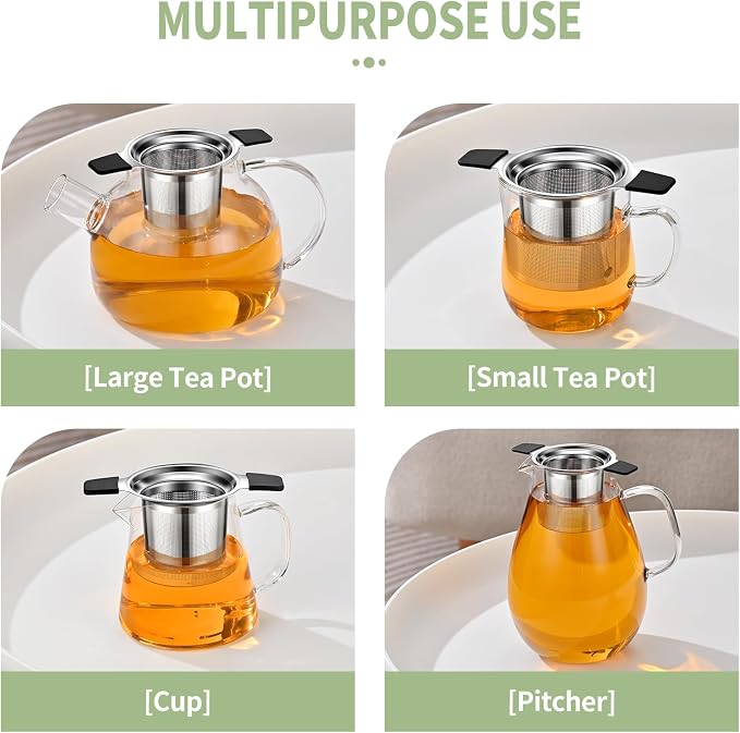 Large Tea Infuser Strainers, Stainless Steel, 1PC | Loose Leaf Tea Strainer Stepper, Heat Proof Double Handles, Extra Fine Mesh Ball Infusers, Diffuser Holder Filter for Mugs