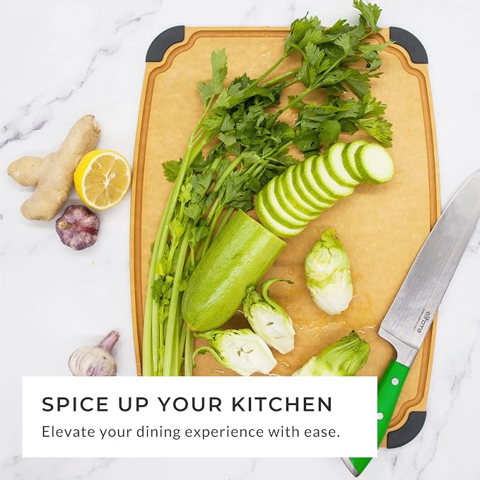 Essential Series Cutting Board for Kitchen- Natural Wood Fiber Composite, Dishwasher Safe, Eco-Friendly, Juice Grooves, Non-Slip Feet, Non-Porous, Reversible, BPA Free, X-Large -17" x 13"