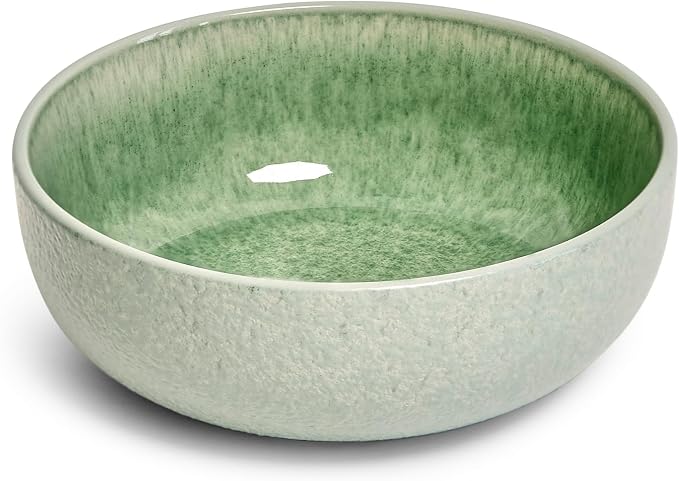 Sango Asher 12-Piece Stoneware Dinnerware Set for 4, Green Ceramic Plates and Bowls Sets, Modern Dish Set with Reactive Glaze, Durable Kitchen Dishes for Casual Dining, Microwave & Dishwasher Safe