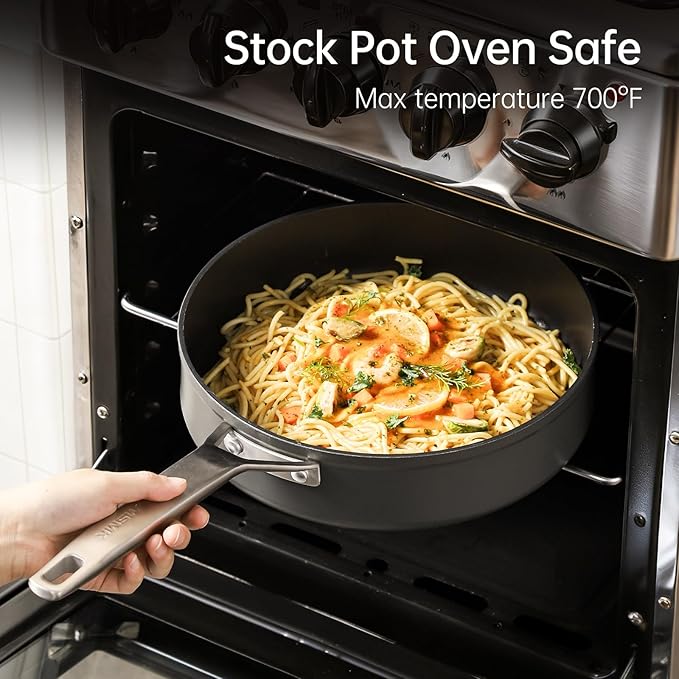 MsMk 7-Piece Nonstick Frying Pan Set with Lid, Induction Cookware Sets | Non Toxic, Even Heating, Easy Clean, Dishwasher & Oven Safe, suitable for gas & electric & induction stoves, Stainless Steel