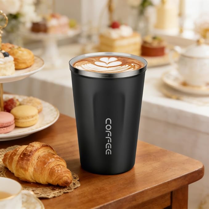 MOMSIV 12oz Travel Coffee Mug, Insulated Coffee Cup with Leakproof Lid | 6-Hour Heat Retention, 360°Leak proof, Vacuum Stainless Steel Double Walled, BPA-free, Reusable And To Go Coffee Mug
