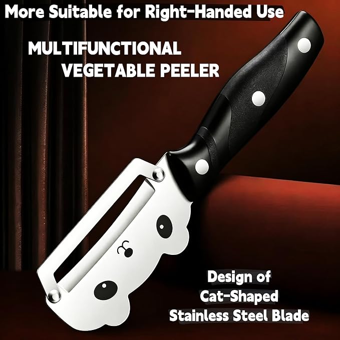 TEEVEA Vegetable Peeler, Stainless Steel Cat-Shaped Blade, PP Handle | Multifunctional Zero Snag: Smooth Peeling for Potatoes, Apples, Carrots, Rust Resistant, Lightweight Kitchen Prep Gadget
