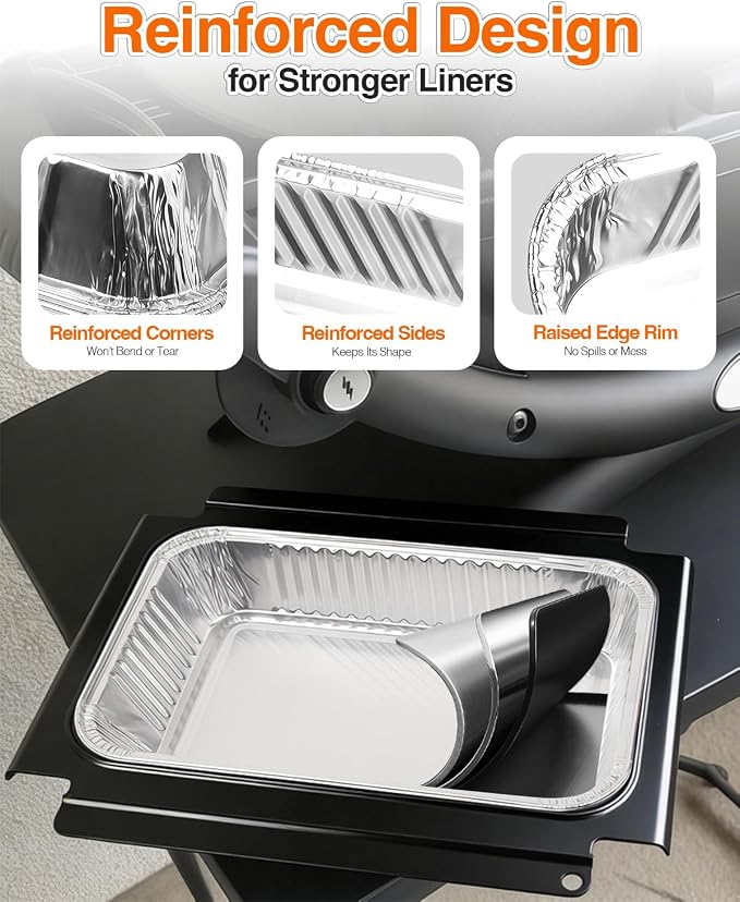 50 Pcs Drip Pans for Weber 6415, Disposable Aluminum Foil Grease Trays for Weber Grills, Universal Replacement Grease Pan Liners for Weber Accessories, 8.66 x 6.1 Inch