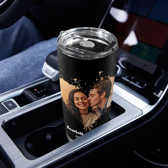 Personalized Tumbler Custom Vacuum Insulated Travel Mug Customizable Coffee Cup with Your Photos and Text Christmas Birthday Gift (Valentines Tumbler)