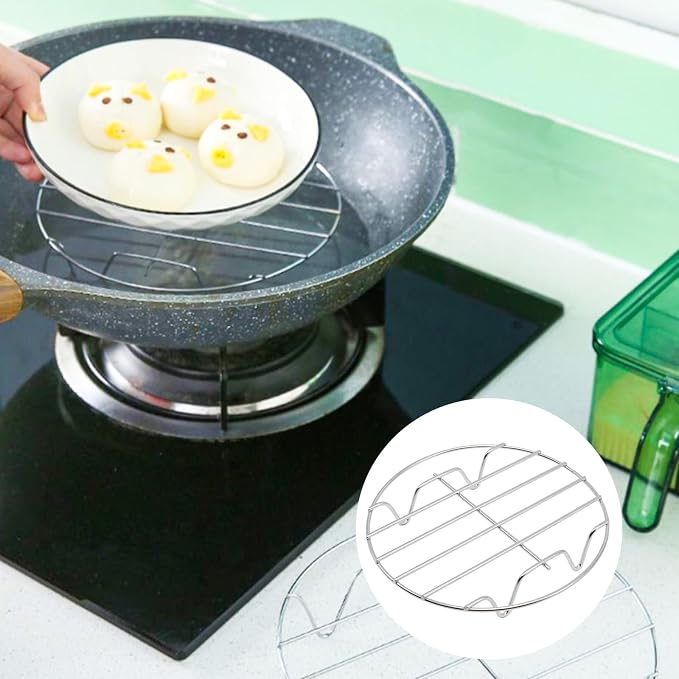 2 Pack Round Cooking Racks, 304 Stainless Steel Baking and Cooling Steaming Roasting Rack for Air Fryer Pot Pressure Cooker Canning(5.9 Inch)
