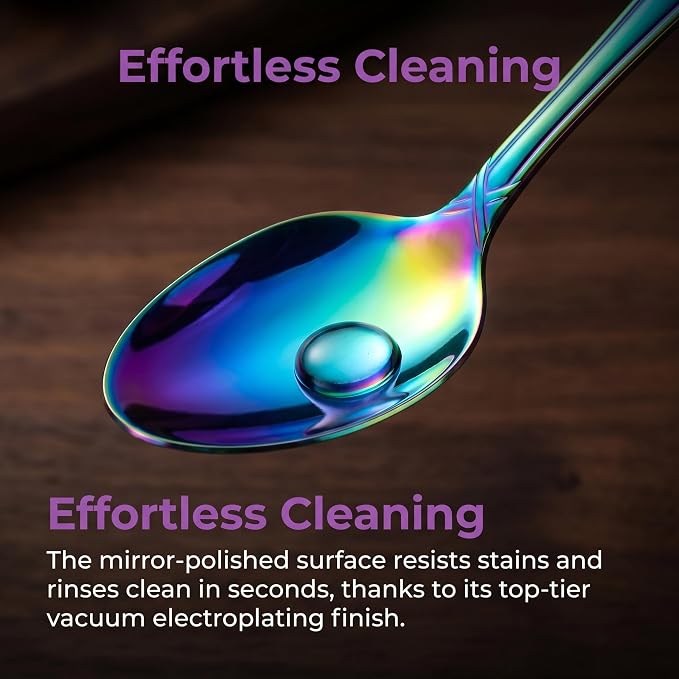 40-Piece Colorful Stainless Steel Flatware Set for 8, Rainbow Cutlery Set include Knives, Forks and Spoons, Vibrant Dishwasher Safe Silverware for Parties, Weddings & Family Dining