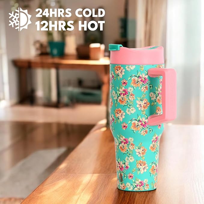 Elemental 100% Leak Proof 32oz Tumbler with Handle & Straw Travel Mug | Stainless Steel Double Wall Insulated Tumbler for Hot and Cold Beverages with Sip & Straw Lid