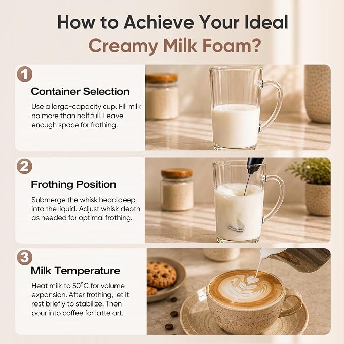 Rechargeable Milk Frother Handheld-2000mAh Battery | Frother Wand with Dual Detachable Whisk Heads, 2 Speeds, IPX6 Waterproof Drink Mixer & Stand for Latte, Cappuccino, Matcha