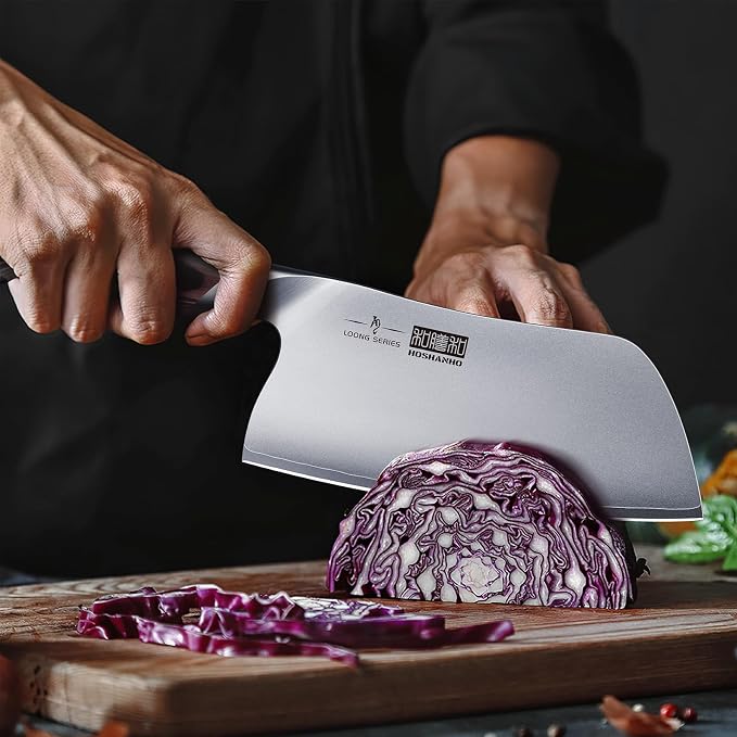 HOSHANHO 7'' Butcher Knife, Japanese Kitchen Heavy Duty Meat Cleaver Knife | Japanese High Carbon Steel Bone Cleaver Knife, Professional Cooking Knife Suitable for Home Kitchen & Restaurant