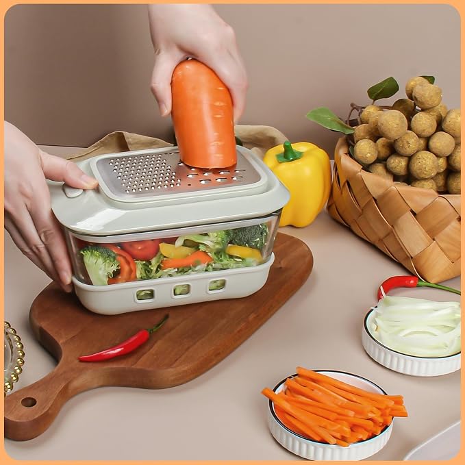 Glass Cheese Grater with Container and Lid, 46OZ Airtight Cheese Grater Bowl, Non-Slip Silicone Base, BPA-Free, Dishwasher & Freezer Safe for Cheese, Butter and Chocolate