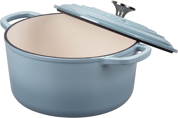 Enameled Cast Iron Dutch Oven Pot with Lid, for Sourdough Bread Baking, Round Dutch Ovens, 4.5 Quart, Sea Salt