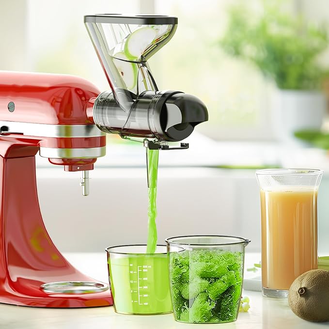 Masticating Juicer Attachment for KitchenAid Stand Mixer | Cold Press Juicer machines with Dual Feed Chute, Slow Masticating Juicer, Attachment for Kitchenaid Mixers