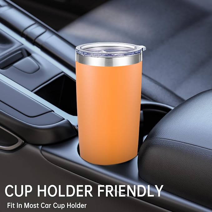 20 oz Tumblers Stainless Steel Tumbler with Lid, 1 Pack | Orange, 20oz Insulated Coffee Mug, Double Wall Vacuum, Powder Coated Cup, for Hot and Cold Drinks