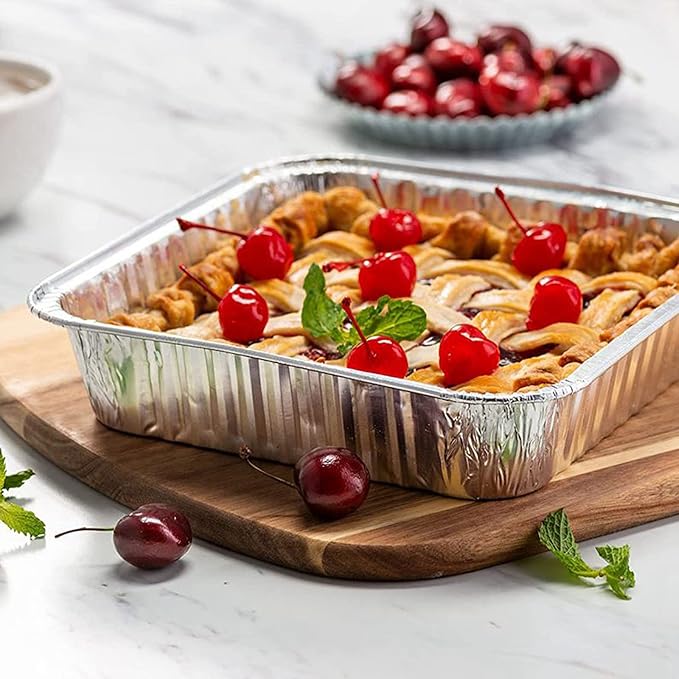 Waytiffer 25pack-8x8 Aluminum foil Pans Disposable Square baking Cake Pans | Heavy Duty 8x8 Baking Pan Disposable Foil Pans,Cooking Tins Homemade Breads Oven Pans,Foil Pan, Baking pan Roasting