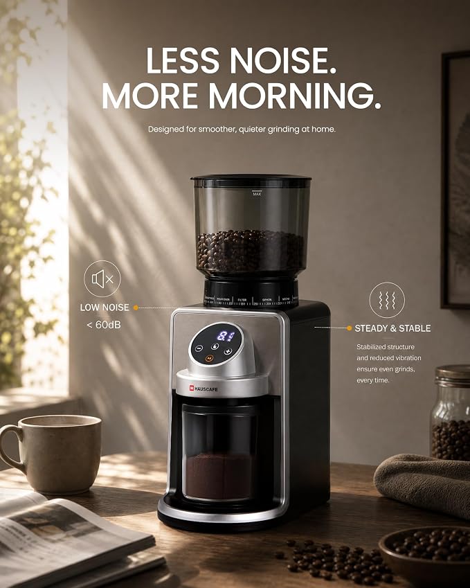 Coffee Grinder, Electric Burr Coffee Grinder with 51 Grind Settings for Espresso, Pour Over & French Press, Conical Burr Coffee Bean Grinder, IMD Digital Touch with Precision Timer, Sliver