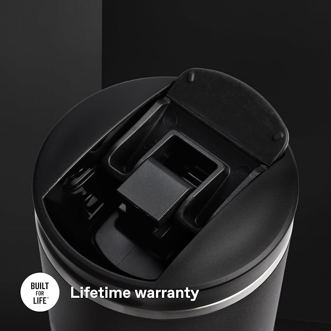 STANLEY 1913 Transit Flip Top Mug 0.6L - Black | Keeps 6 Hours Hot - 12 Hours Cold - Leakproof - Dishwasher Safe - Car Cup Holder Compatible