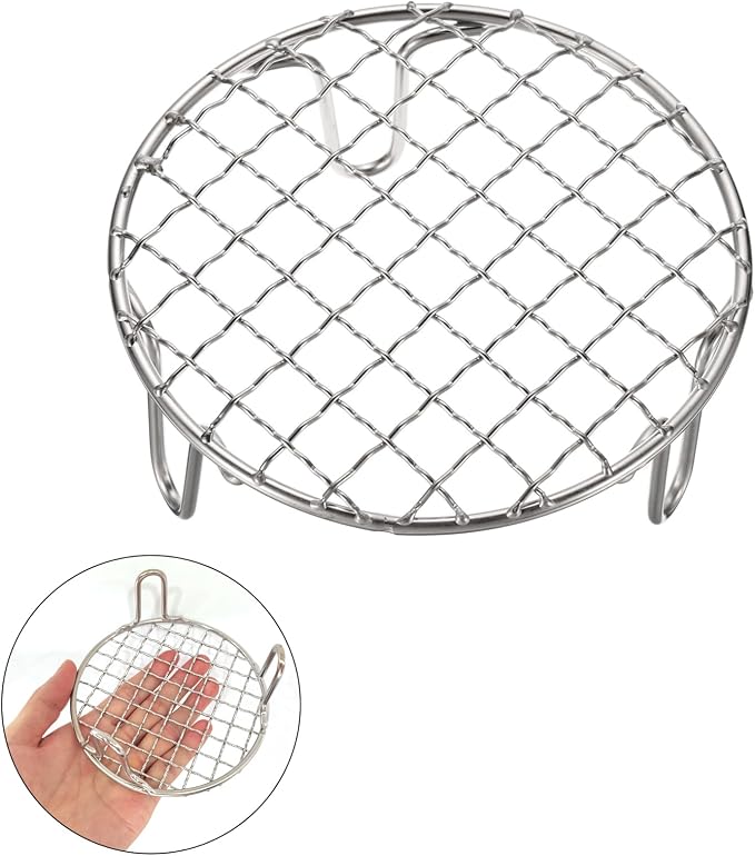 HARFINGTON Round Cooking Rack 5-inch Stainless Steel Cross Wire Barbecue Grill Net with 50mm Legs for Cooking Baking Steaming BBQ