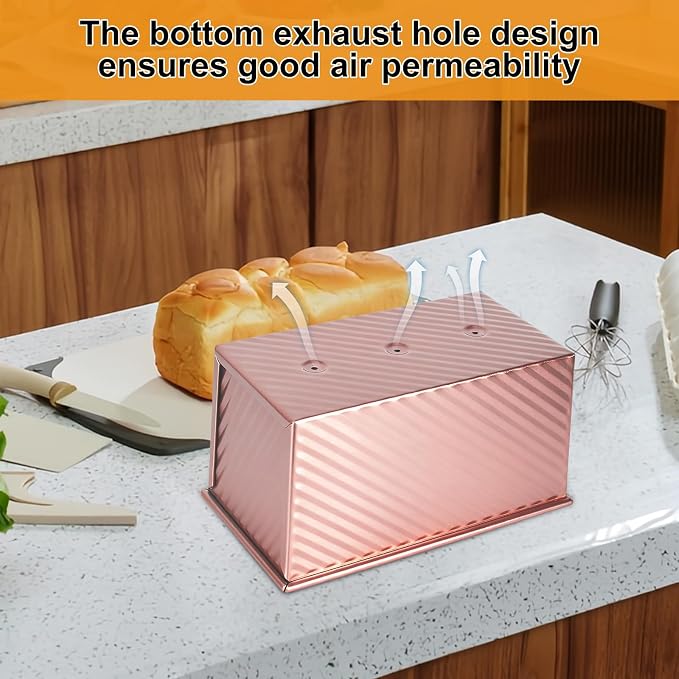 2 PCS Pullman Loaf Pan With Lid, 2.2 LB/1 LB Sandwich Bread Loaf Pan, Non-Stick Bread Loaf Baking Pan With Lid, for Baking Bread, Sandwiches and Toast