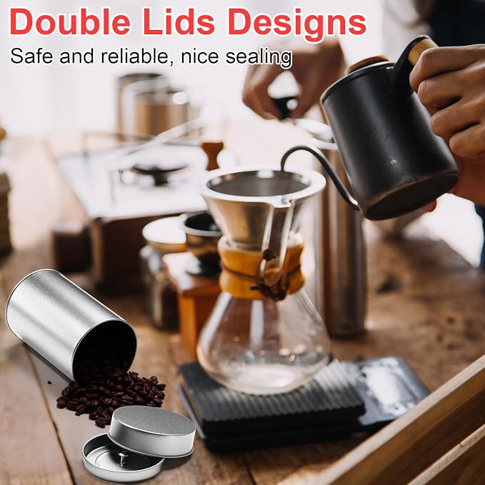 Zopeal 3 Pack Tea Tin Canister with Airtight Double Lids 16 oz Round Metal Tin Can with Lid Double Sealed Small Kitchen Container for Loose Tea Storage Coffee Sugar Candy Herbs and Spices