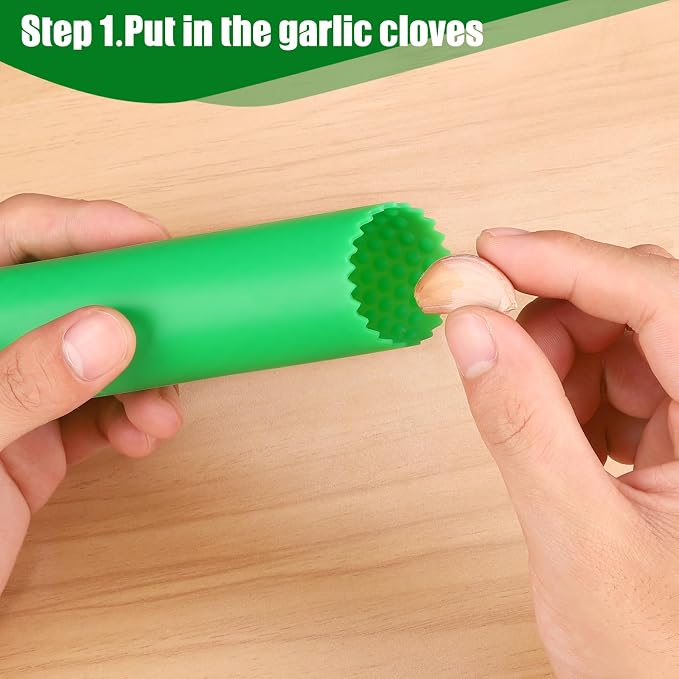Sinnsally Garlic Peeler Skin Remover Roller Keeper,Easy Quick to Peeled Garlic Cloves with Silicone Tube Roller Garlic Peeling Kitchen Tool (5 Colors)
