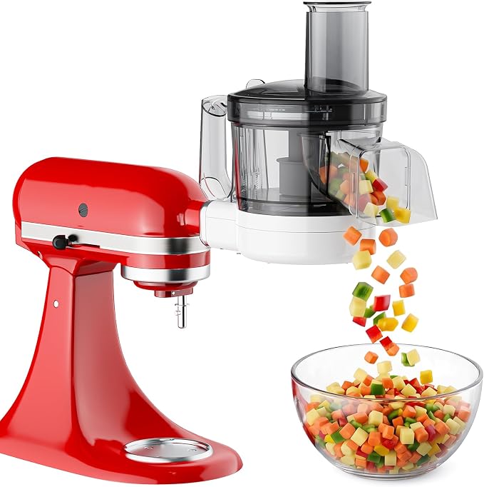 Food Processor Attachment for KitchenAid, 5-in-1 Vegetable Chopper & Dicer | Stainless Steel Cutting Discs for Dicing, Slicing, Shredding, Strip Cutting, Sauce Discs and Storage Case by Focollk