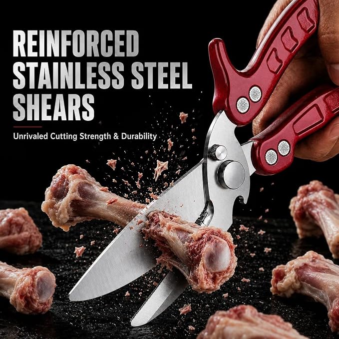 DRAGON RIOT Heavy Duty Poultry Shears - A Must Have Kitchen Shears for Chicken and Meat Cutting - Dishwasher Safe and Stainless Food Kitchen Scissors for Thanksgiving