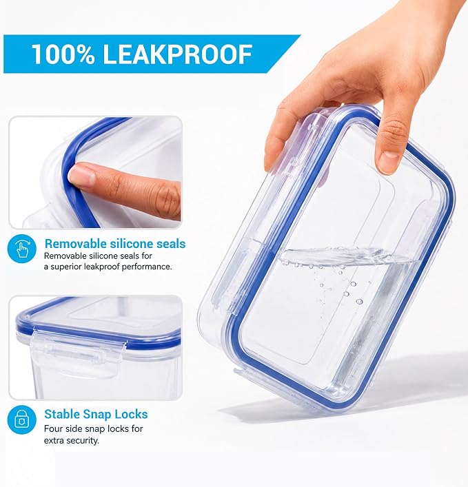 LOCK & LOCK Easy Essentials Food Storage lids/Airtight containers, BPA Free, Rectangle-88 oz-for Rice, Clear