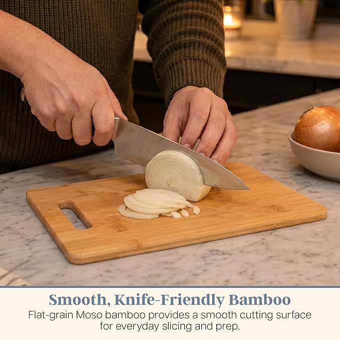 Totally Bamboo Cutting Board Set, 3 Reversible Cutting Boards for Kitchen | Small, medium & large bamboo boards for everyday meal prep. Smooth, knife-friendly surface for meat, produce, cheese & bread.