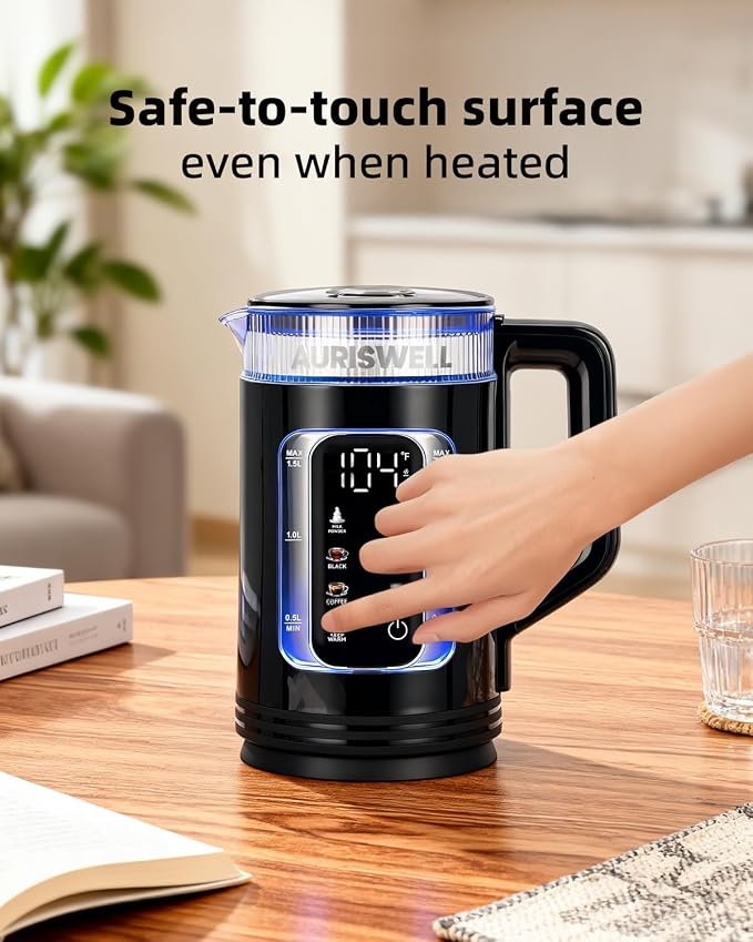 Electric Kettle with Temperature Control, Smart Glass Water Boiler for Tea, Coffee & Boiling, Automatic Shut-Off, 12-Hour Keep Warm & 6 Presets with One-Touch