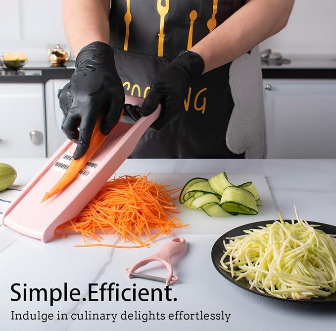 NACOLUS Mandoline Slicer for Kitchen Slicer Vegetable Cutter 5 In 1 Veggie Slicer Potato Slicer waffle fry cutter Hot Swap Mandolin with Peeler for Vegetables Carrot Shredder Cucumber Slicer - Pink | slicer vegetable cutter,hot-swap self-storage,effici...