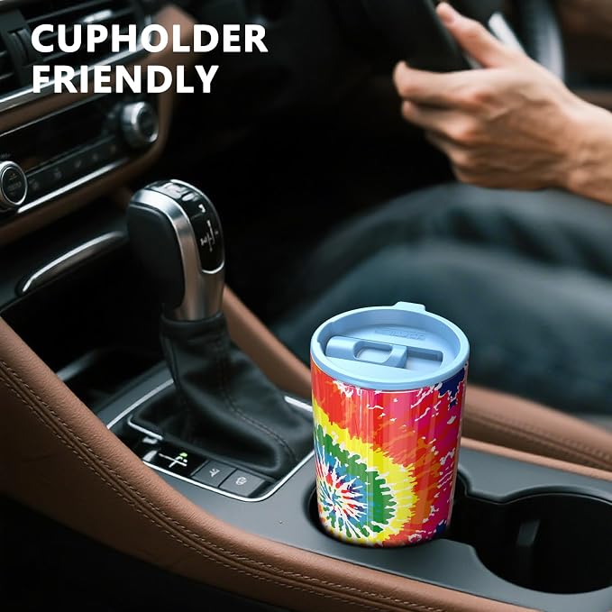 TILUCK 20 oz Insulated Coffee Tumbler with BPA-Free Lid | Travel Coffee Mug, Dishwasher Safe, Cup Holder Friendly, Double-Wall Vacuum Insulation for Hot & Cold Drinks, RotatingRainbow