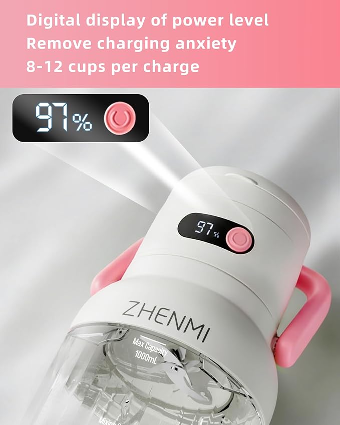 Portable Blender, Personal Blender for Smoothies & Shakes, Cordless, 33oz BPA-Free Vessel, 18000RPM Motor, Leakproof Lid with Sip Spout, USB-C Rechargeable, Easy-to-Clean Parts (Pink)