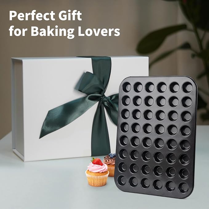 2 Pack × 48 Cup 4/6/12/24 Cups Heavy Duty Steel Nonstick Mini Muffin Pan, Black 48 Mini Small Tiny Cups, Cupcake Baking Pan Molds for Dishwasher Oven