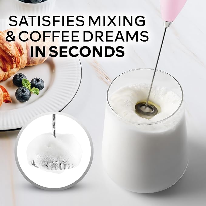 Zulay Kitchen Powerful Milk Frother Wand With Duracell Batteries - Ultra Fast Handheld Drink Mixer - Electric Whisk Foam Maker for Coffee, Lattes, Cappuccino & Matcha - Z1 Motor - Lavender